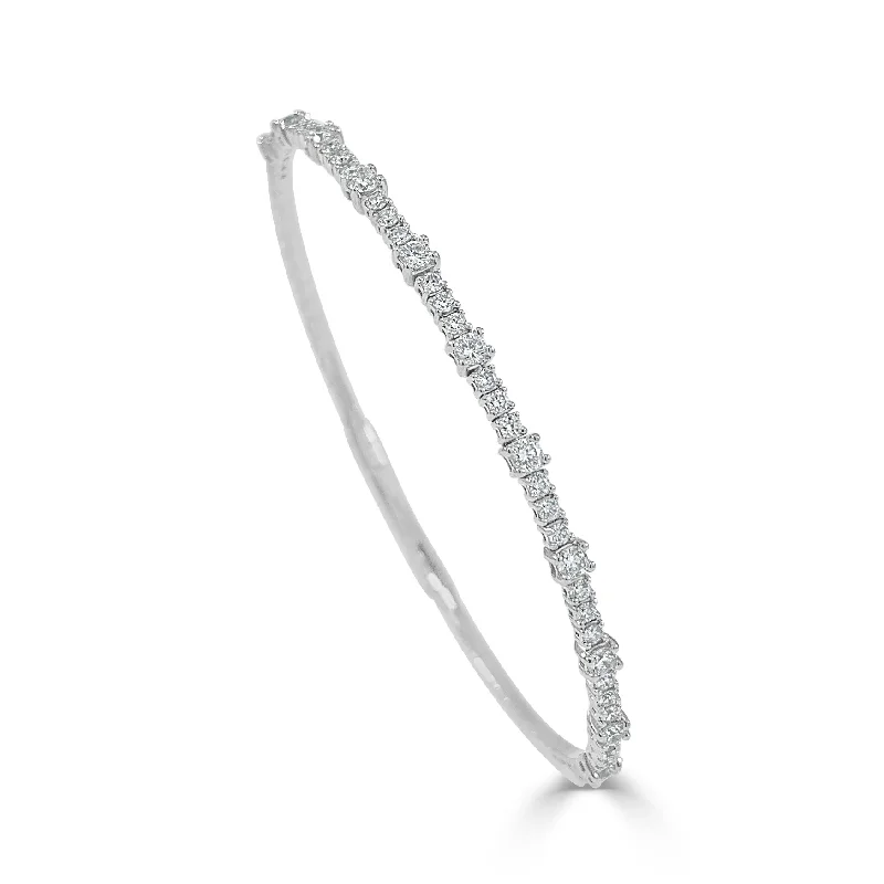 Women’s luxury bangle-Diamond Graduated Flexible Bangle in 14K White