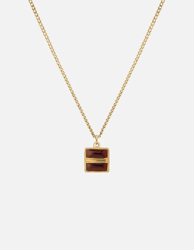 Women’s gold-plated necklace-Cardinal Necklace, Gold Vermeil/Red