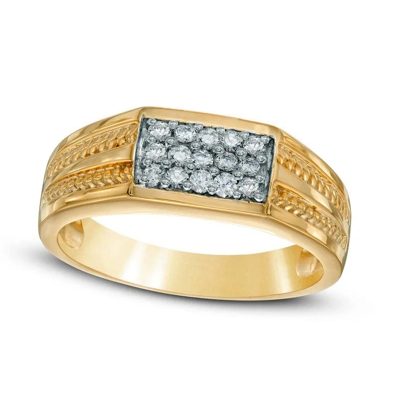 Women’s square engagement rings-Men's 0.33 CT. T.W. Natural Diamond Ring in Solid 10K Yellow Gold