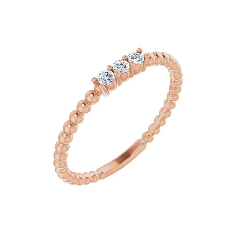 Women’s designer engagement ring-14K Rose Gold 1/10 CTW Diamond Beaded Ring for Women