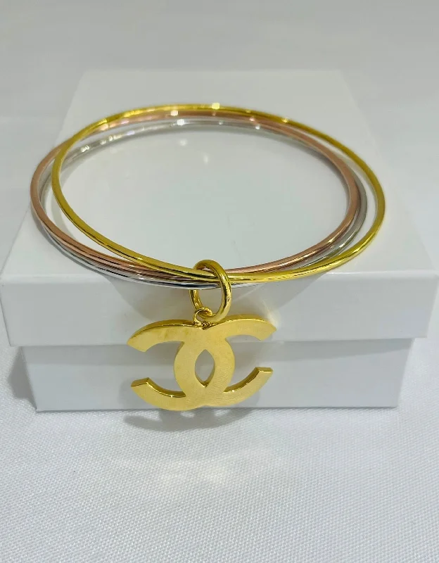 Women’s butterfly bracelet-21k Gold Trio Color Bangles