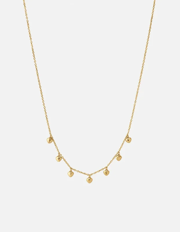 Women’s gemstone necklace-Mini Heart Puff Choker, Gold Vermeil