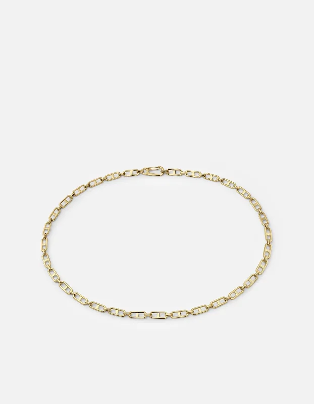 Women’s silver necklace-Marinero Chain Link Choker, Gold Vermeil