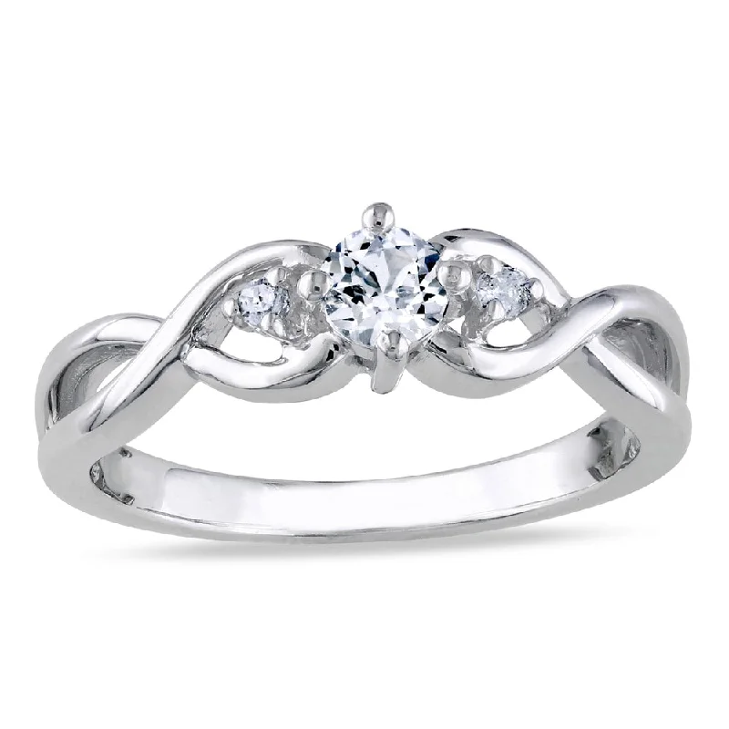 Women’s simple diamond ring-Miadora Sterling Silver Created White Sapphire and Diamond 3-stone Solitaire Infinity Promise Ring (H-I, I2-I3)