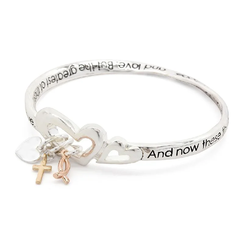 Women’s braided bangle-Inspirational Twisted Bangle 1 Cor. 13:13