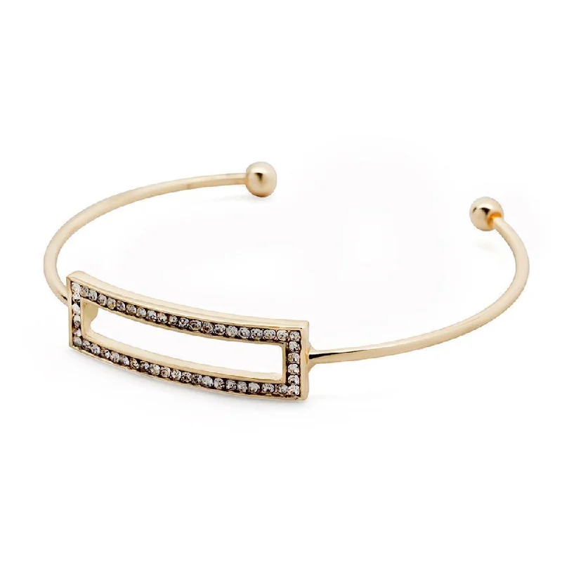 Women’s gold bracelet-Cubic Zirconia Retangle Thin Bangle Gold Plated