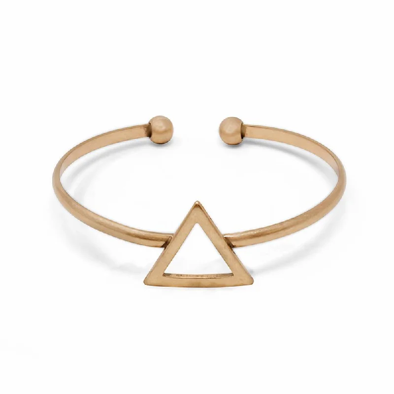 Women’s sterling silver bracelet-Geometric Bangle-Triangle Antique Gold Tone