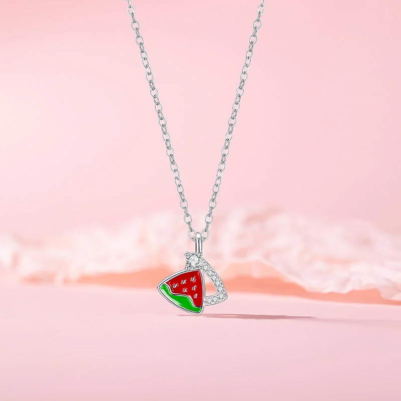 Watermelon Necklace (Titanium Steel White Gold Plated)