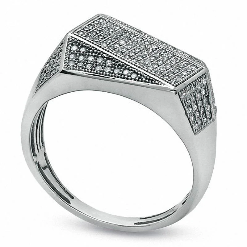 Women’s eternity band engagement rings-Men's 0.50 CT. T.W. Natural Diamond Cluster Ring in Solid 10K White Gold