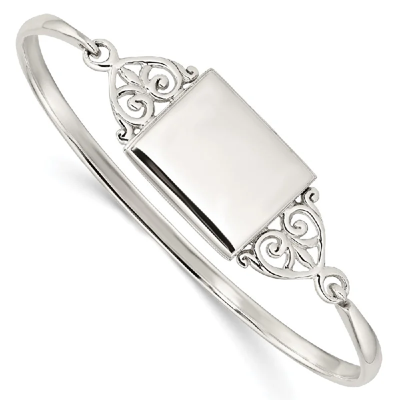 Women’s delicate bracelet-Sterling Silver Polished Rectangular 20mm Locket Bangle-WBC-QB1211