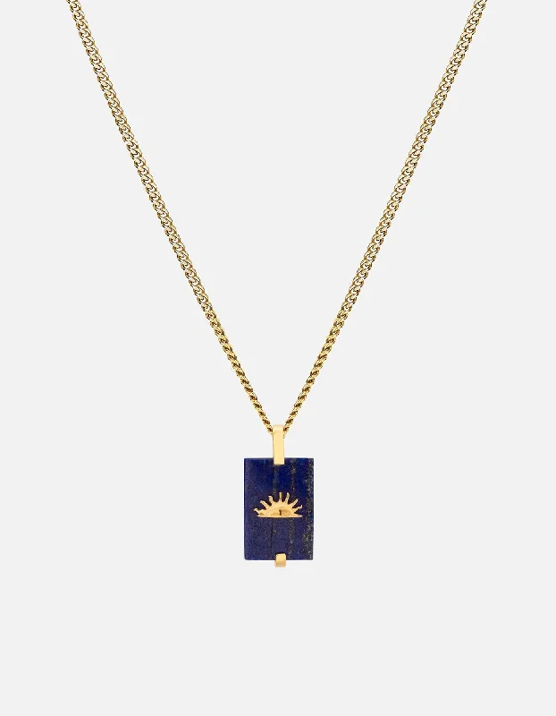 Women’s initial pendant necklace-Sol Lapis Necklace, Gold Vermeil