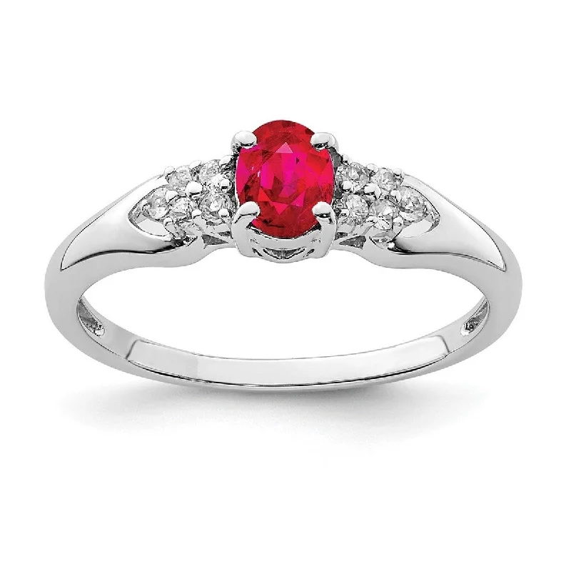 Women’s minimalist ring-Curata 925 Sterling Silver Polished Open back Ruby and White Sapphire Ring