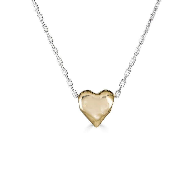 Women’s engraved heart necklace-Small Love Necklace, Brass