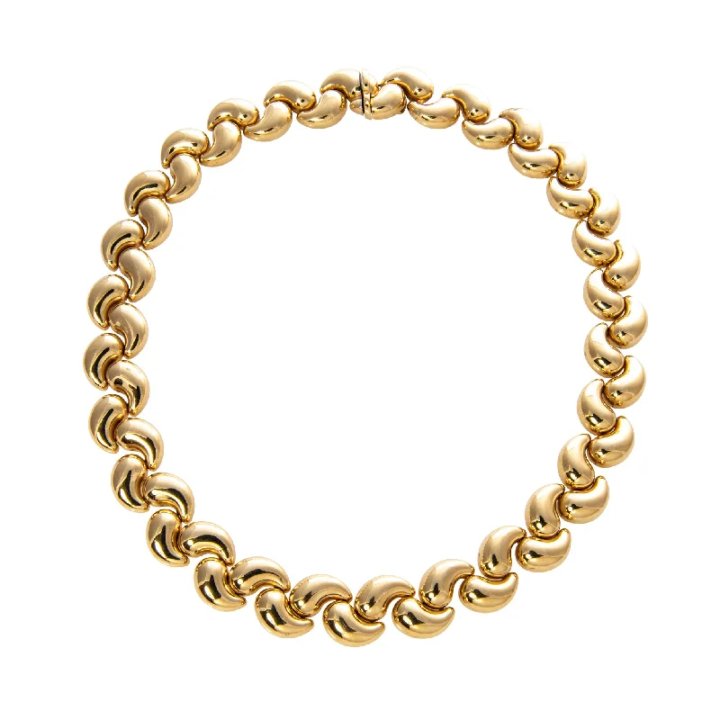 Women’s bridal necklace-Vintage Italian 18K Yellow Gold Curvy Link Collar Necklace