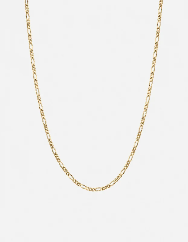 Women’s royal necklace-3mm Figaro Chain Necklace, Gold Vermeil