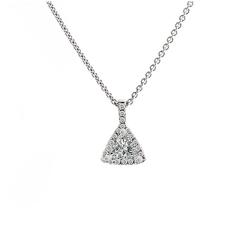 Women’s crystal chain necklace-Aura Collection Triangle Diamond Pendant, 0.38 total carat