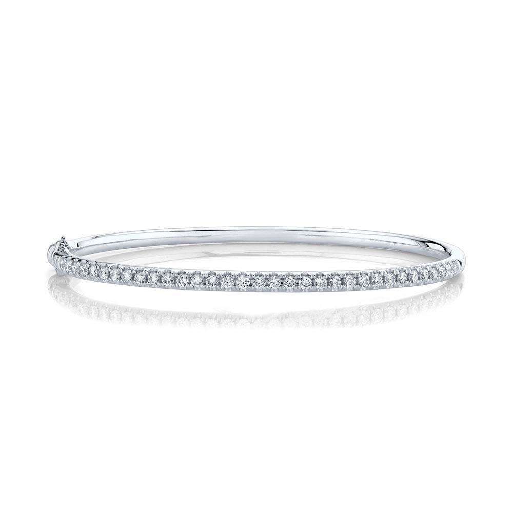 Women’s custom bangles-14K White Gold Diamond Clasped Bangle