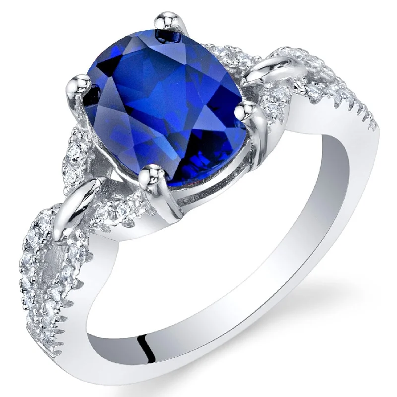 Women’s anniversary ring-Sterling Silver 2.5 ct Created Sapphire Birthstone Ring