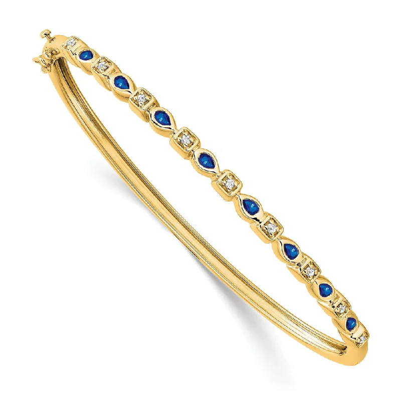 Women’s luxury bracelet-14k Sapphire and Diamond Bangle-WBC-BM7222-SA-011-YA