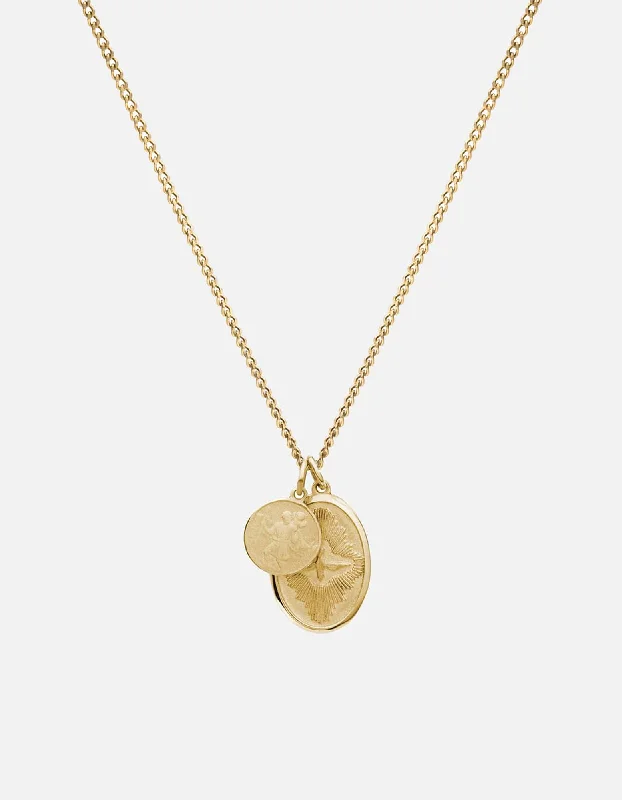 Women’s silver pendant necklace-Mini Dove Necklace, 14k Gold