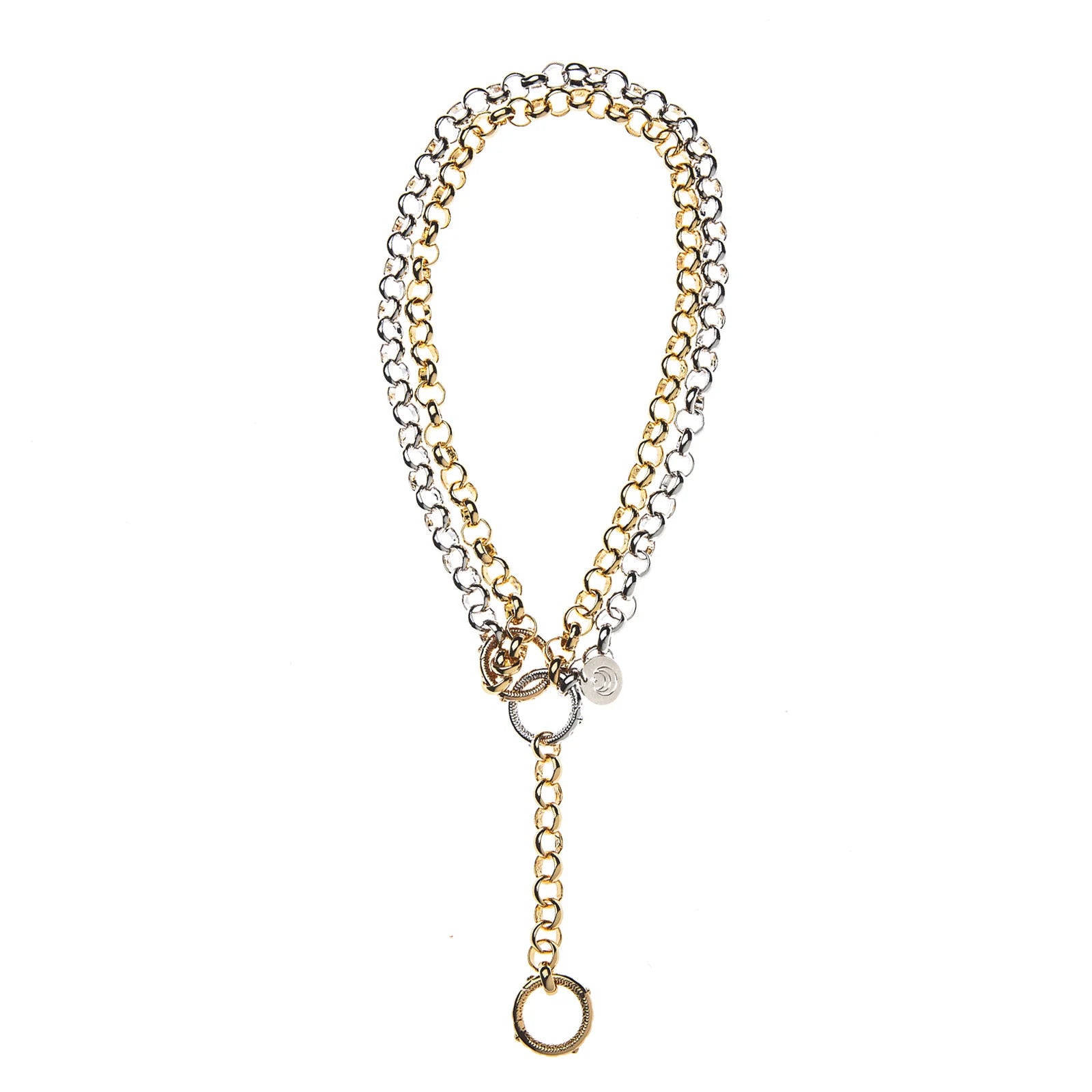 Women’s engagement necklace-Jane Win Lariat Multi-Style Rolo Chain