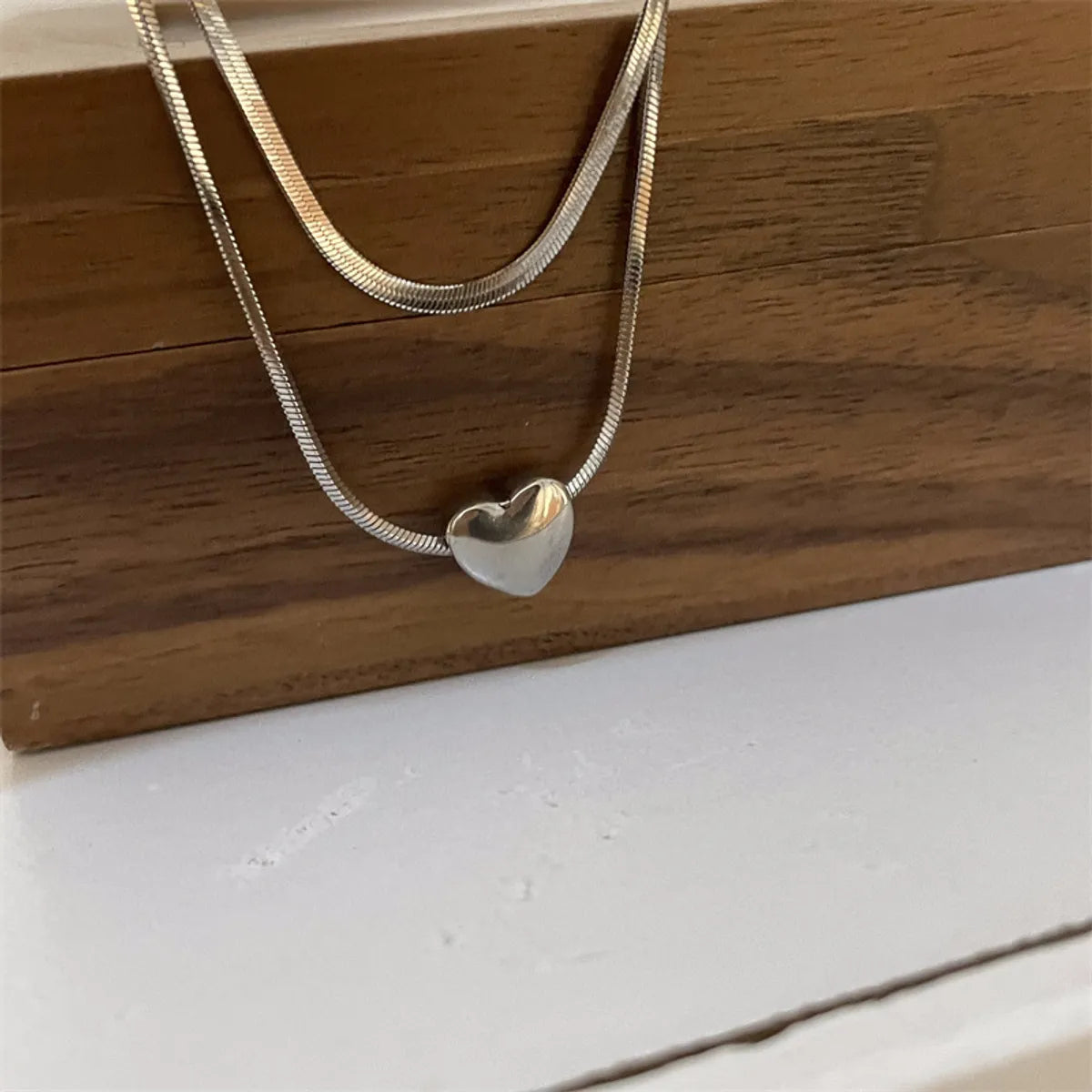 Women’s infinity pendant necklace-Simple Style Heart Shape Titanium Steel Layered Necklaces