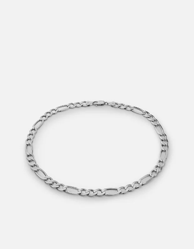 Women’s minimalist necklace-4.5mm Figaro Chain Choker, Sterling Silver