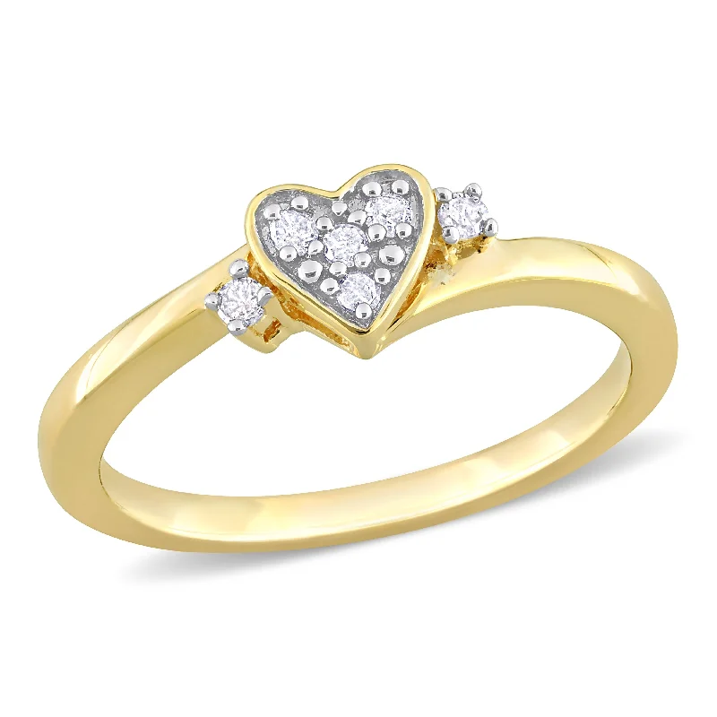 Women’s adjustable ring-Miadora 1/10ct TDW Diamond Heart Ring in Yellow Silver