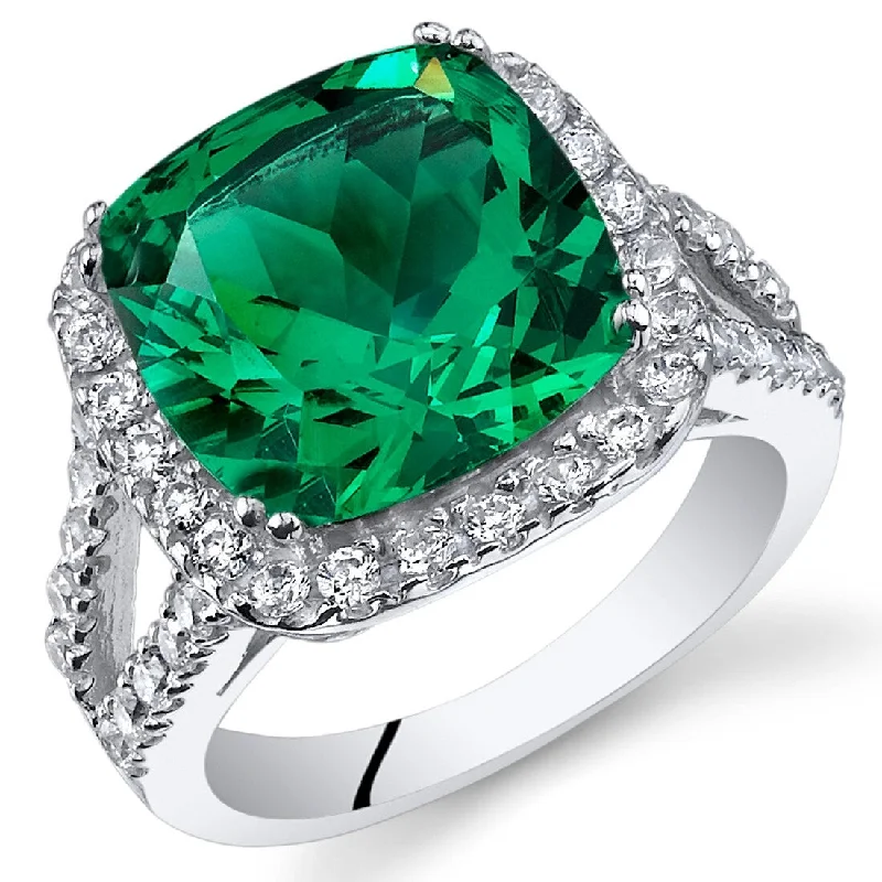 Women’s gold wedding ring-Sterling Silver 6.5 ct Created Emerald Birthstone Ring