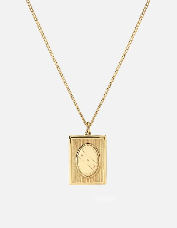 Women’s silver pendant necklace-Frame Necklace, Gold