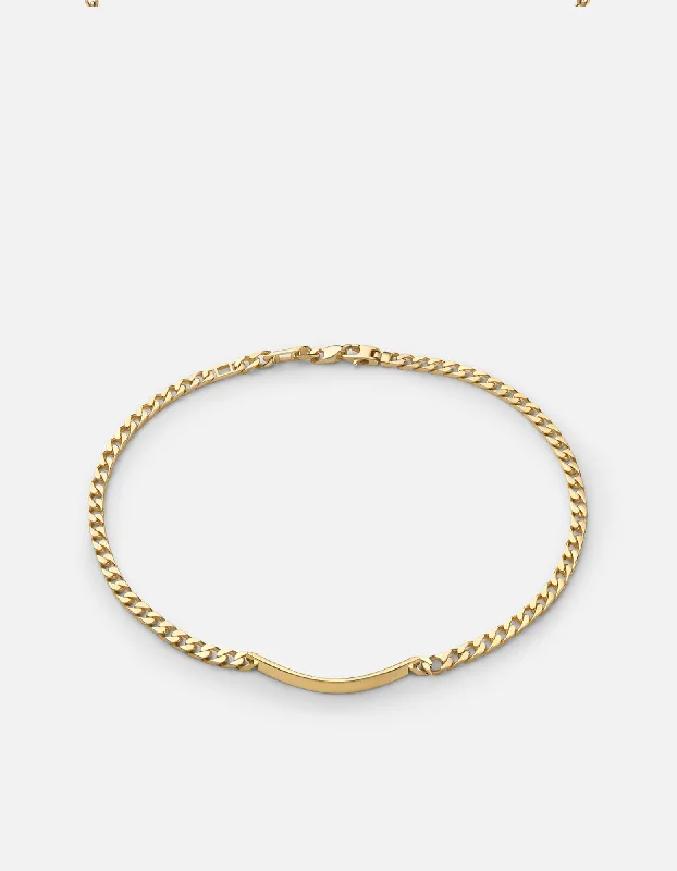 Women’s modern necklace-4mm ID Cuban Chain Choker, Gold Vermeil