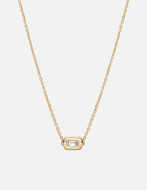 Women’s pendant necklace-Luna Necklace, 14k Gold Baguette Pavé