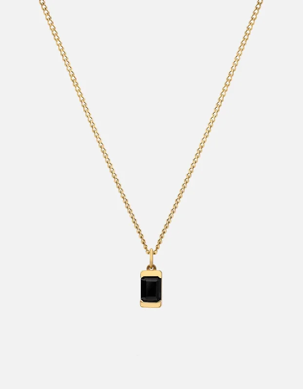 Women’s luxury pearl necklace-Valor Onyx Necklace, Gold Vermeil