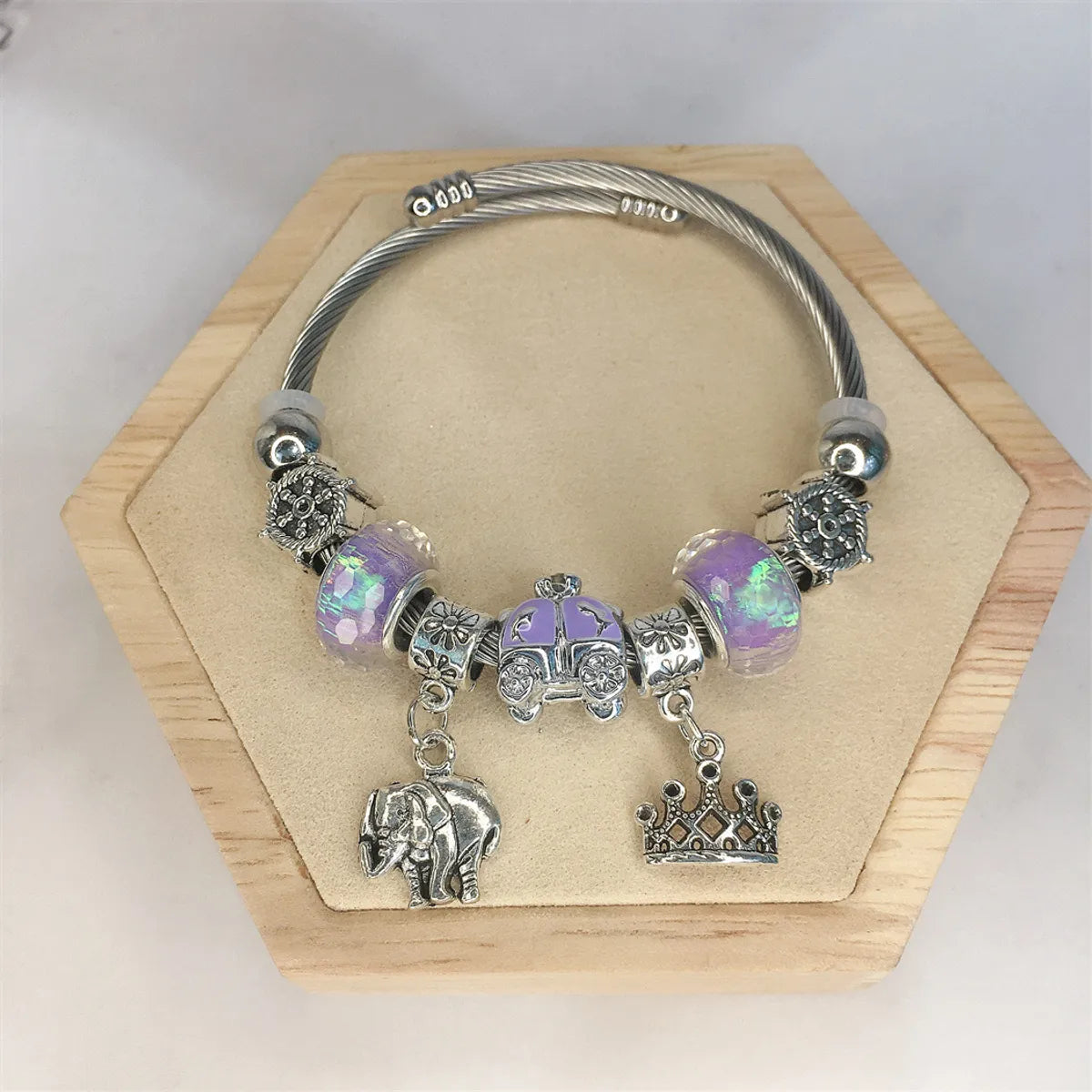 Women’s silver charm bracelet-Original Design Animal Stainless Steel Alloy Artificial Gemstones Bangle In Bulk