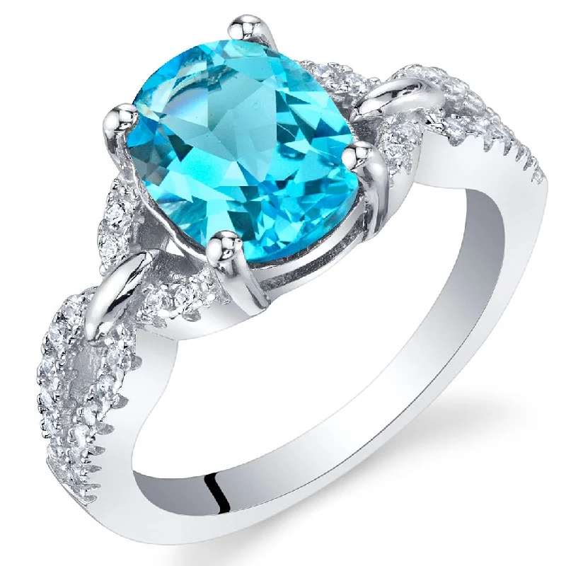 Women’s timeless ring-Sterling Silver 2.25 ct Swiss Blue Topaz Birthstone Ring