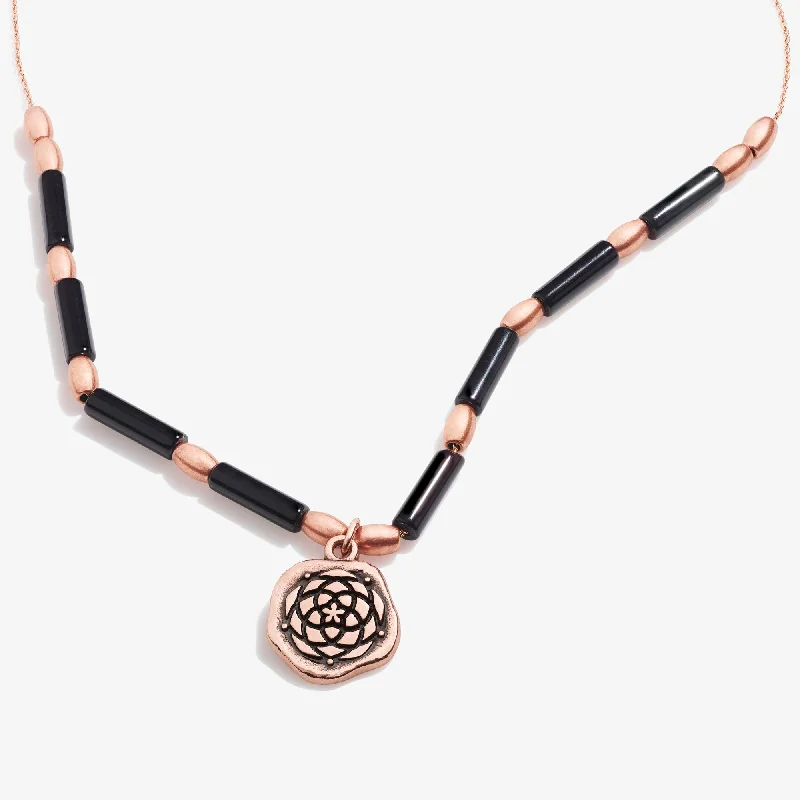 Women’s modern necklace-New Beginnings Charm + Onyx Necklace