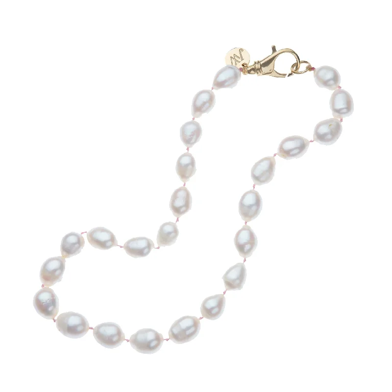 Women’s simple diamond necklace-Jane Win White Pearl Knotted Beaded Necklace