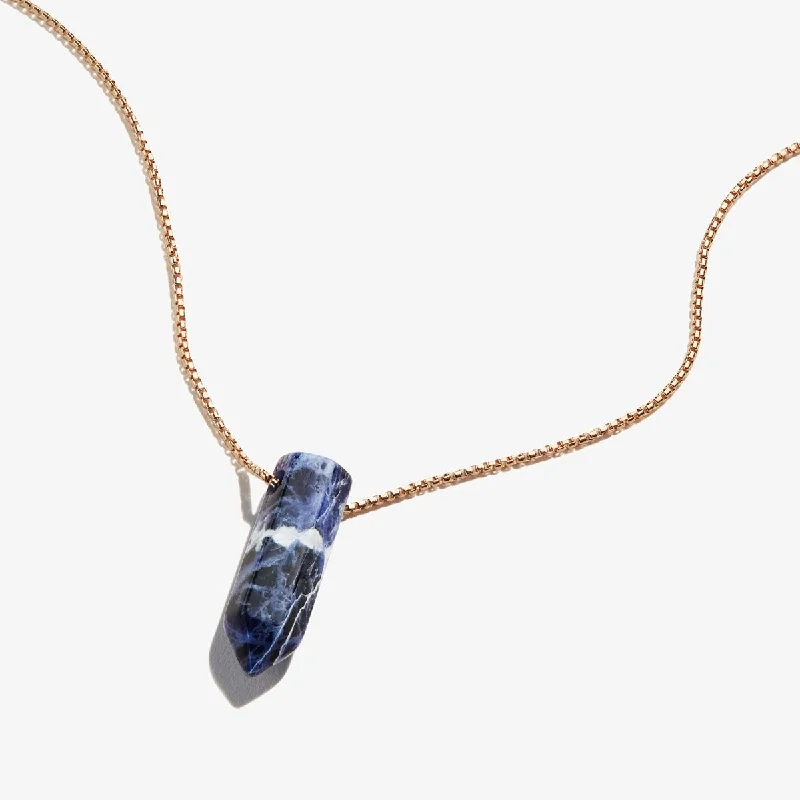 Women’s 18k gold necklace-Sodalite Gemstone Necklace