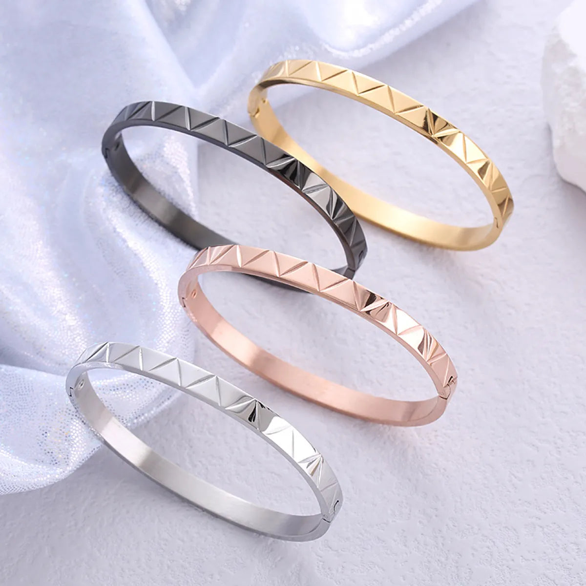 Women’s fashion bracelet-Wholesale Simple Style V Shape Stainless Steel Bangle