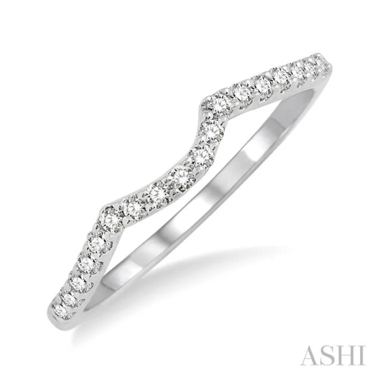 Women’s diamond ring engagement set-1/5 Ctw Round Cut Diamond Wedding Band in 14K White Gold