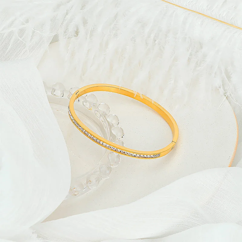 Half Circle Full Diamond Gold Bracelet