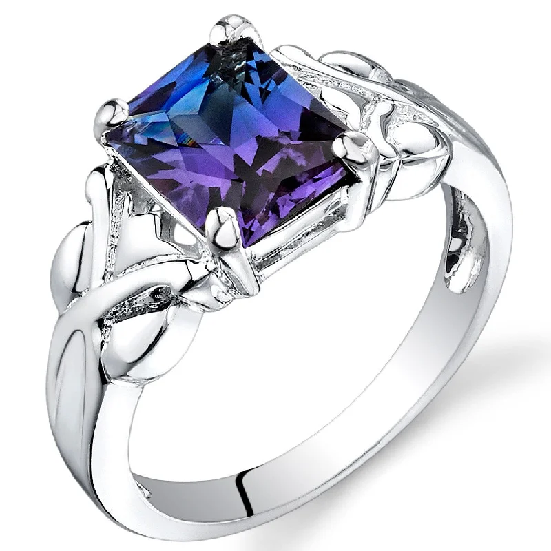 Women’s diamond-studded ring-Sterling Silver 2.75 ct Color-changing Alexandrite Solitaire Ring