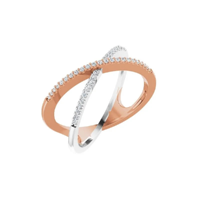 Women’s bridal ring-14K Rose Gold & White 1/6 CTW Diamond Criss-Cross Ring for Women