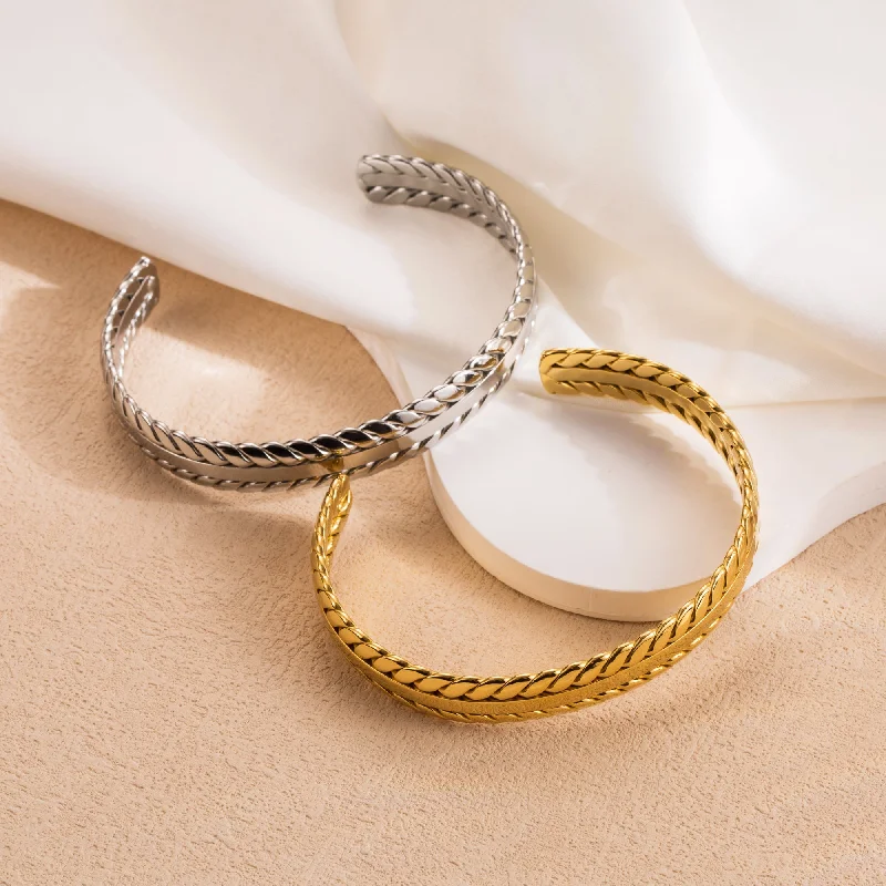 Women’s bangle set-Modern Style Simple Style Grain Stainless Steel Bangle