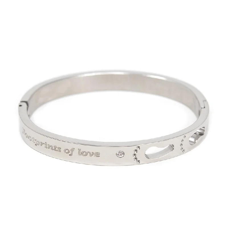 Women’s gemstone bracelet-Stainless St Kids Bangle Footprints