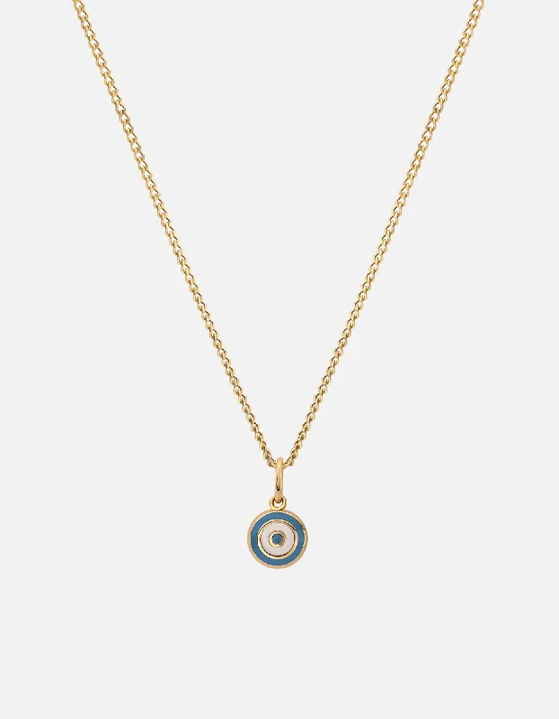 Women’s personalized necklace-Ojos Necklace, Gold Vermeil/Sky Blue