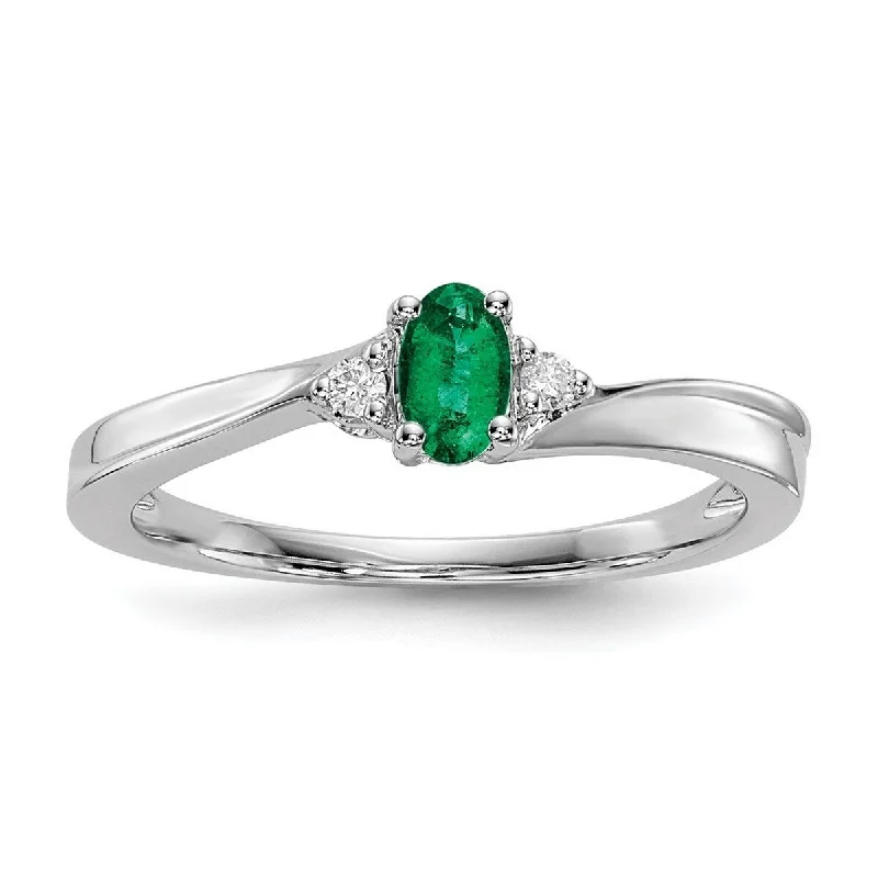 Women’s diamond and ruby ring-Curata 925 Sterling Silver Rhodium Plated Created Emerald Ring