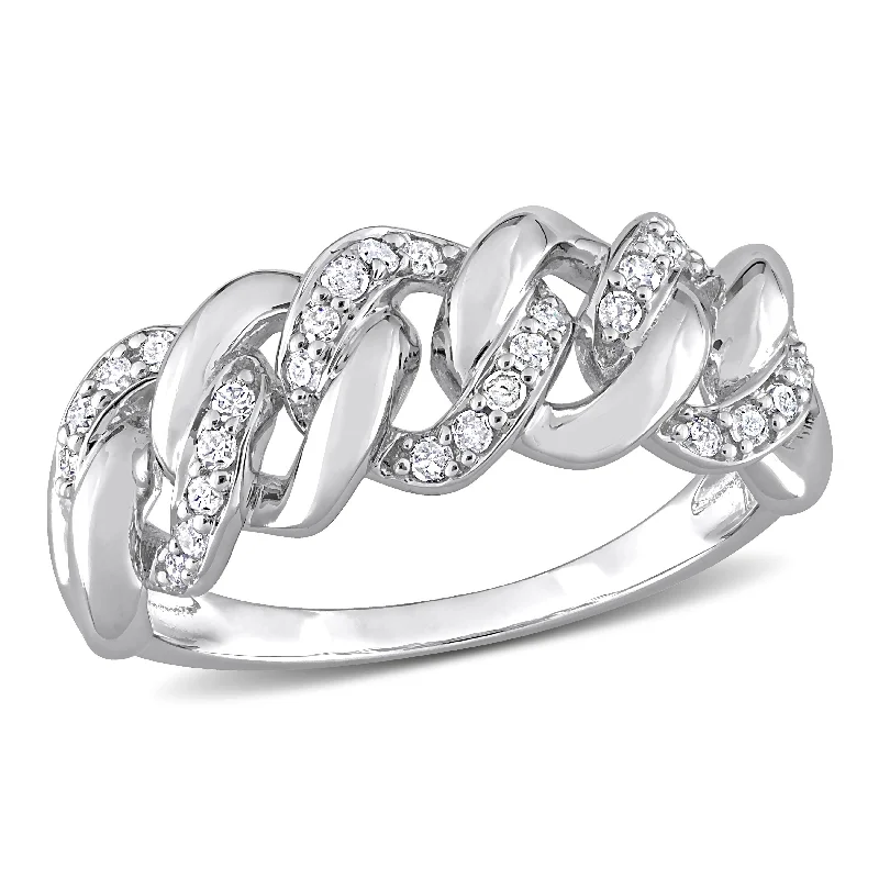 Women’s platinum wedding ring-Miadora 1/4ct TDW Diamond Oval Link Ring in Sterling Silver