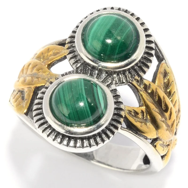 Women’s gold wedding ring-925 Sterling Silver Malachite Ring