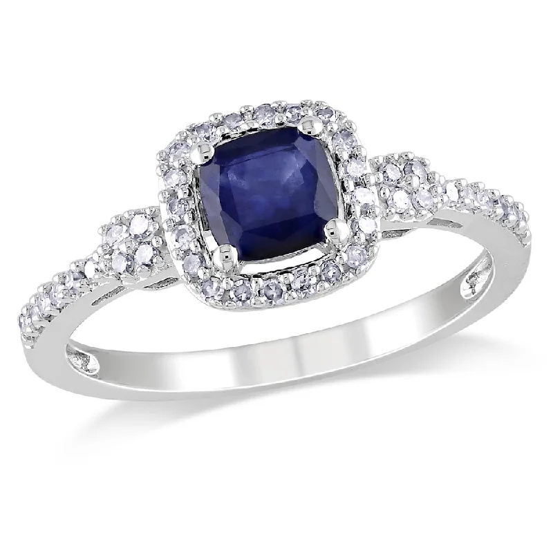 Women’s colorful ring-Miadora 10k White Gold Sapphire and 1/5ct TDW Diamond Ring (G-H, I1-I2)